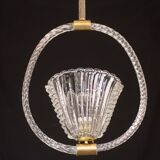 Ercole Barovier Art Deco Chandelier, "Bullicante" Glass Murano, 1940