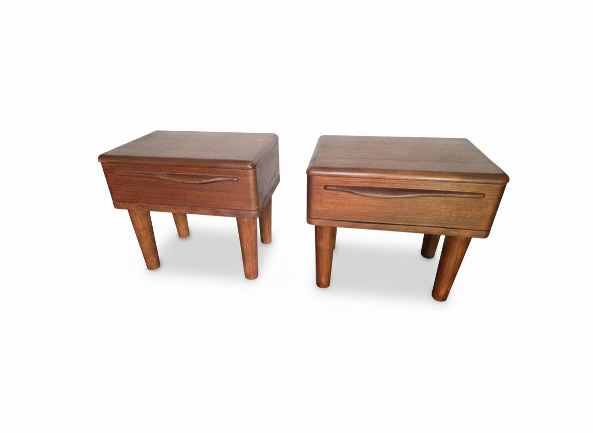 Pair of Scandinavian teak bedside tables from the 1960s.