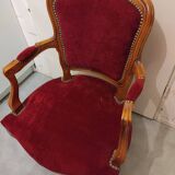 Old armchair style Louis Philippe velvet wood
