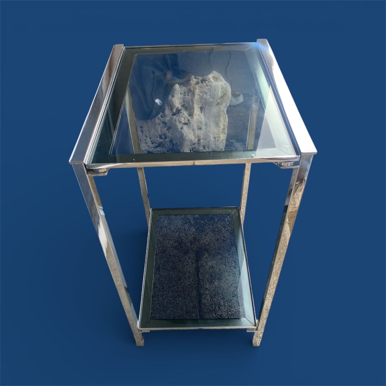 Chrome and smoked glass side table from the 1970s.