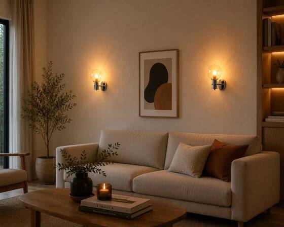 Pair of chrome wall lights 1970