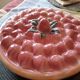 Vintage dessert plate in glazed ceramic with strawberry design, 1950s-1970s.