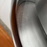 Suspended globe lamp in aluminium and glass in German Space style from the 1960s mid-century by Doria.