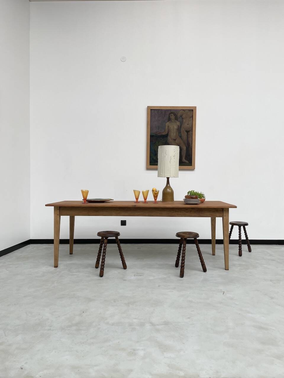 Pine and oak farmhouse table 220 cm