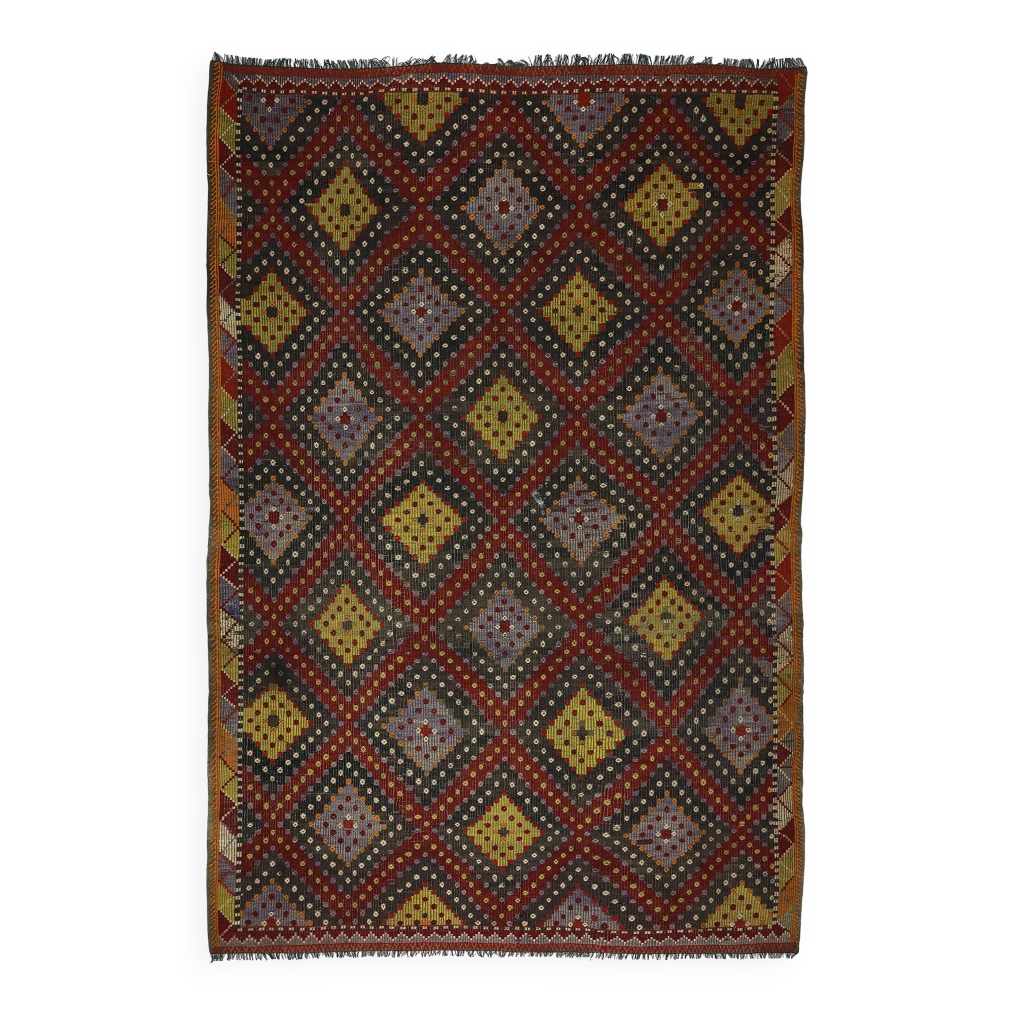 Tapis Kilim Vintage Turc Oushak 191x272 cm Laine Fait Main