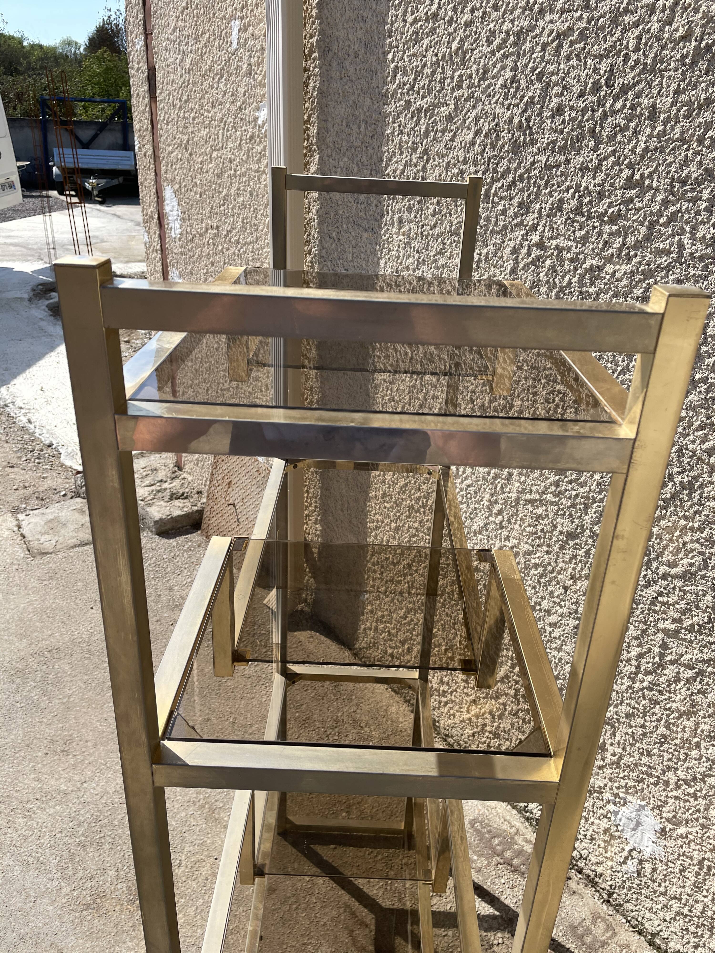 Vintage glass and brass library
