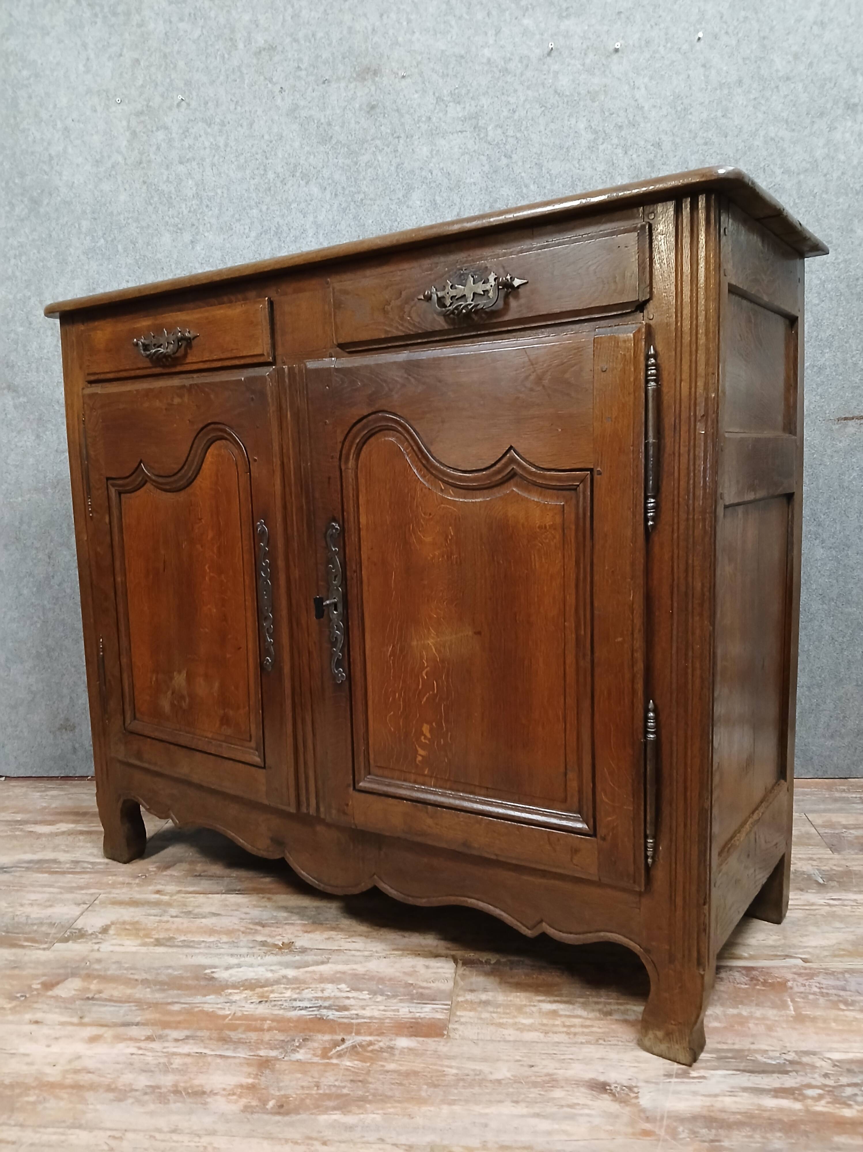 Rustic louis xv period sideboard in oak and poplar circa 1750