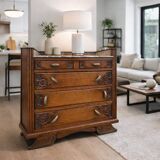 Art Deco chest of drawers, marble top, solid oak, dressing table