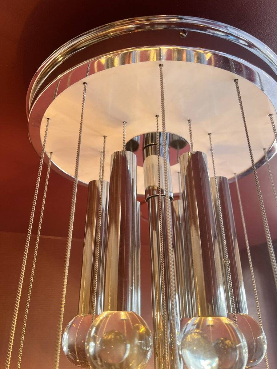 Chrome and glass chandelier by Gaetano Sciolari, 1960s