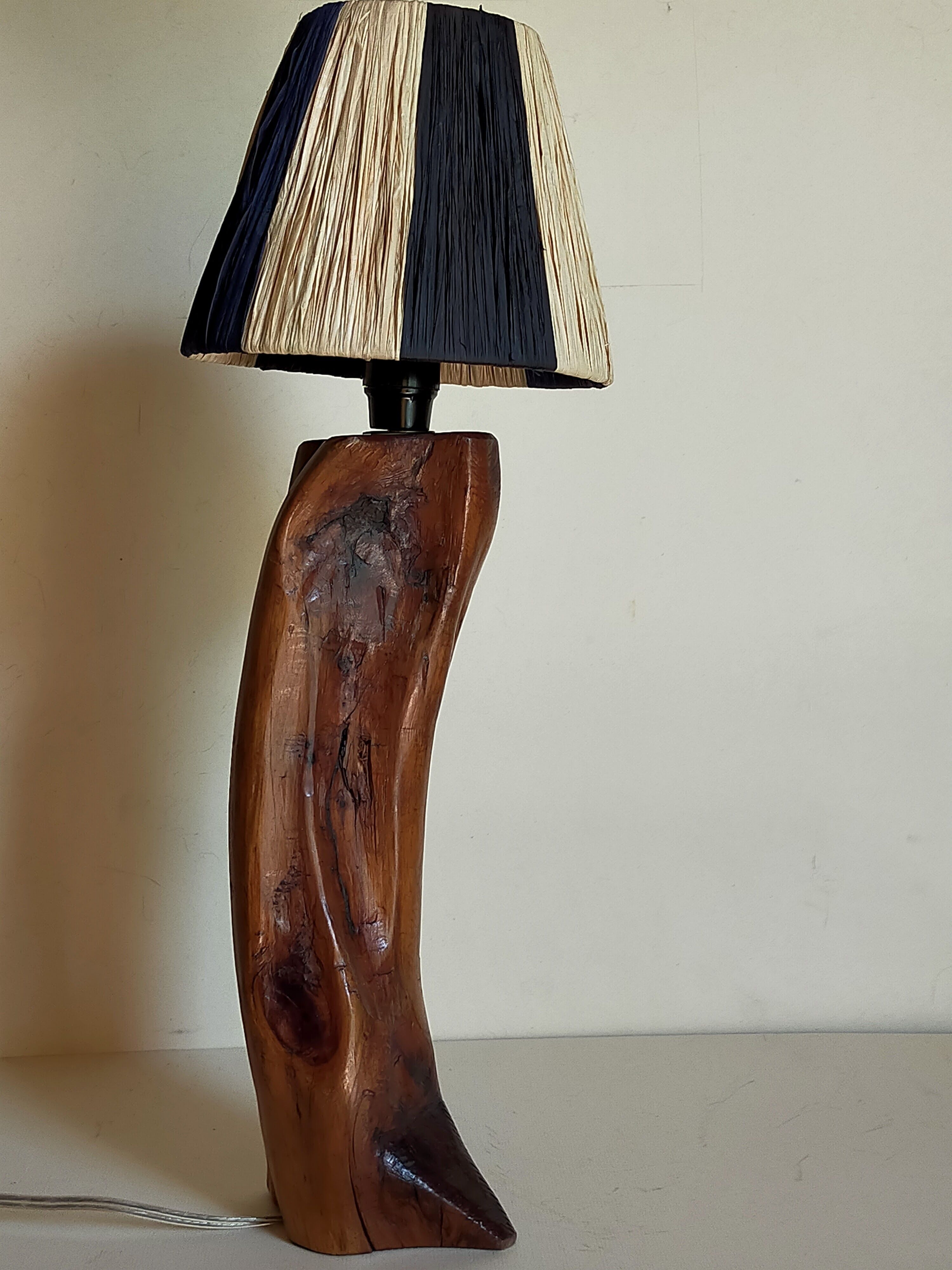 Free-form solid wood pose lamp in 1950s