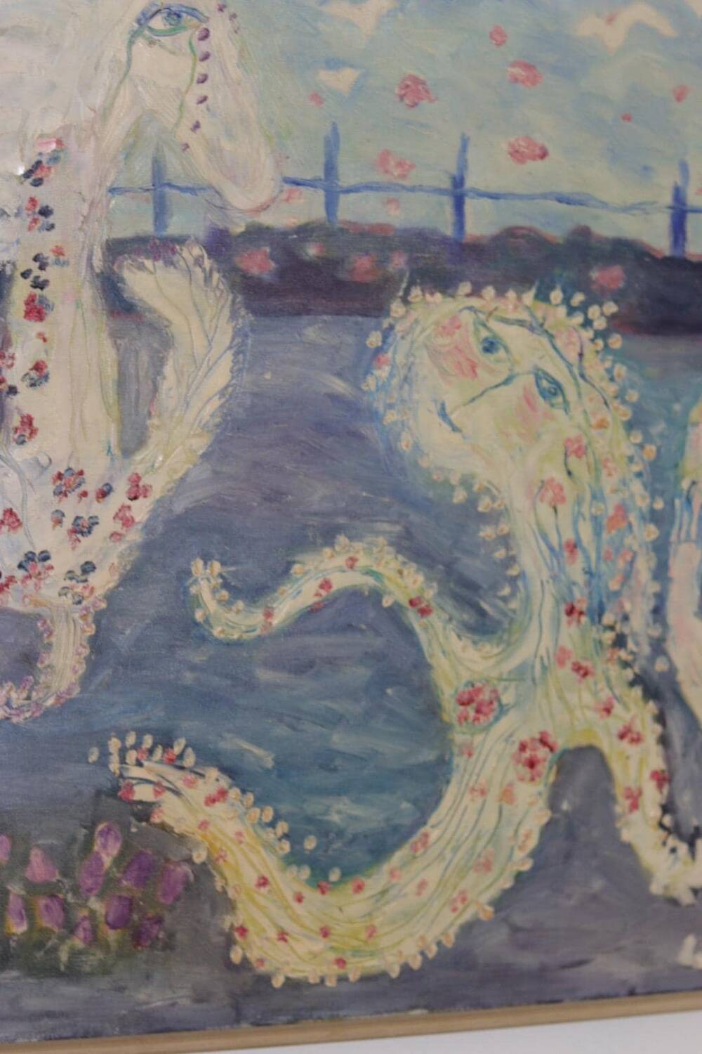 Original Swedish Oil on Canvas – “Figures” by JZON – Vintage, Framed