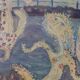 Original Swedish Oil on Canvas – “Figures” by JZON – Vintage, Framed