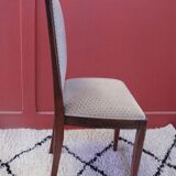 Six Art Deco chairs. Oak and original crushed velvet.