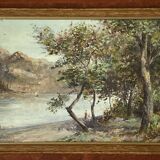 Tableau - Animated scene of Lake Bourget - Chatillon - Post-impressionism