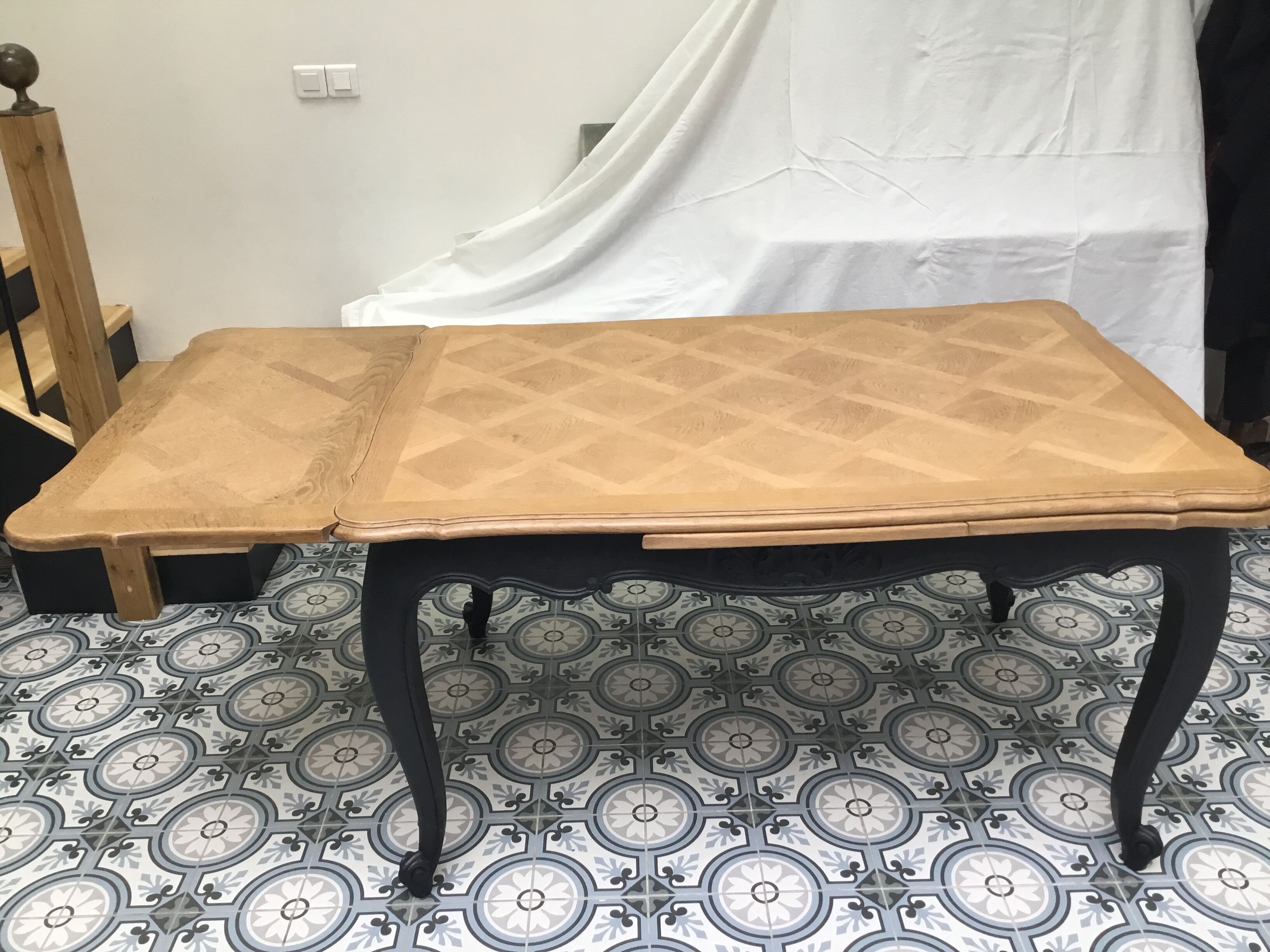 Louis XV style table in oak 1950s/60s