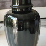 Vase with lid. decorative asian potiche with undulations. floral motifs/exotic bird. exclusive décor, made in italy. high 30 cm