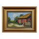 Old painting - Red barn and chickens