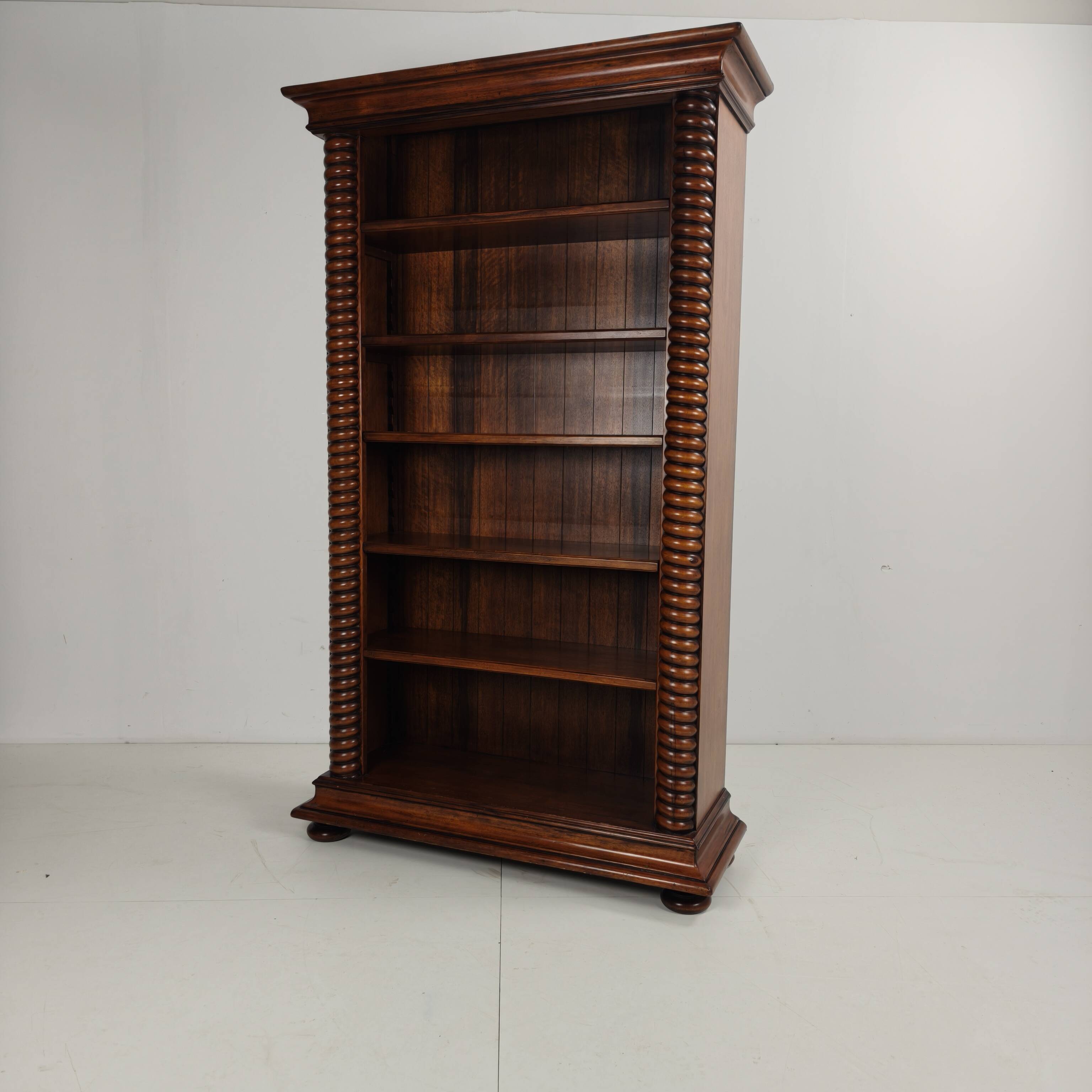 Barley Twist Open Bookcase – Solid Walnut, circa 1930
