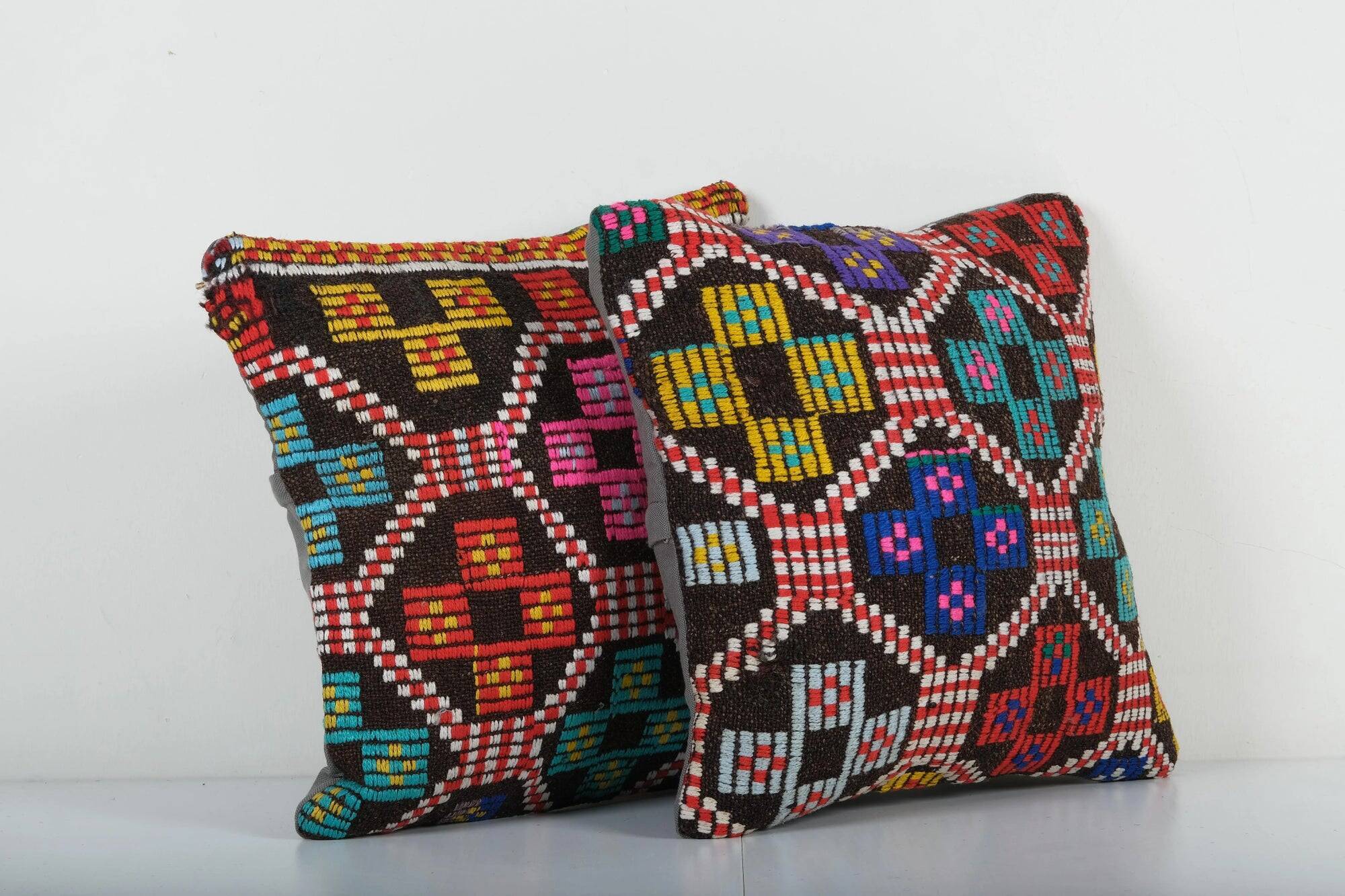 Set of 2 vintage kilim cushion covers 41x41 cm
