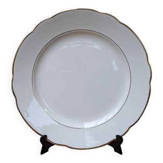 Plat rond grande assiette Villeroy & Boch beige avec liseré doré