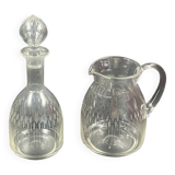 Carafe et pot à eau cristal taillé xxe decanter, déco chambre d'hôte