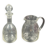 Carafe et pot à eau cristal taillé xxe decanter, déco chambre d'hôte