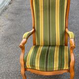 Voltaire Louis XV style living room set in green and yellow velvet with stripes