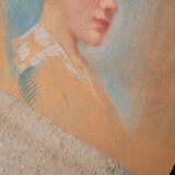 Pastel portrait on vintage cardboard