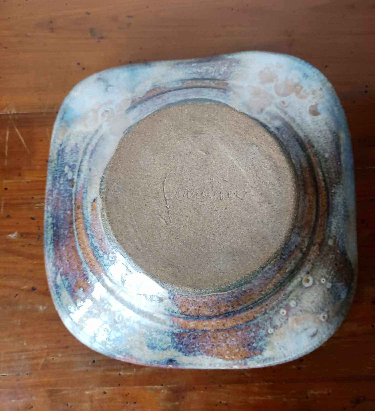 Brutalist stoneware cup 1970 signed Ferrières