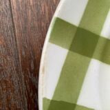 Lot de 3 assiettes plates torchon nappe vert vintage Moulin des Loups