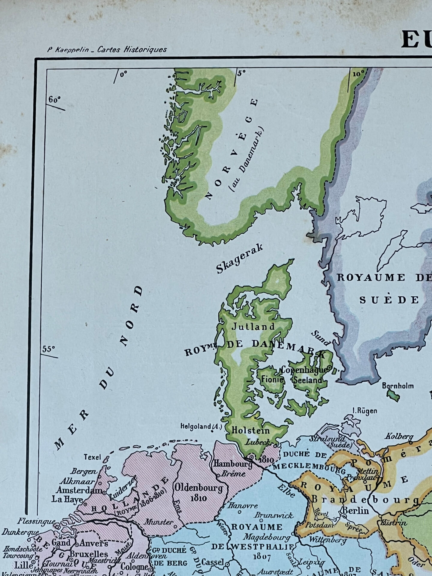 Original map of Europe in 1812 37x27cm (1908)
