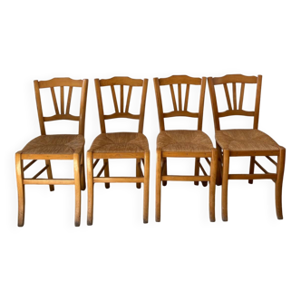 Lot 4 chaises paillées