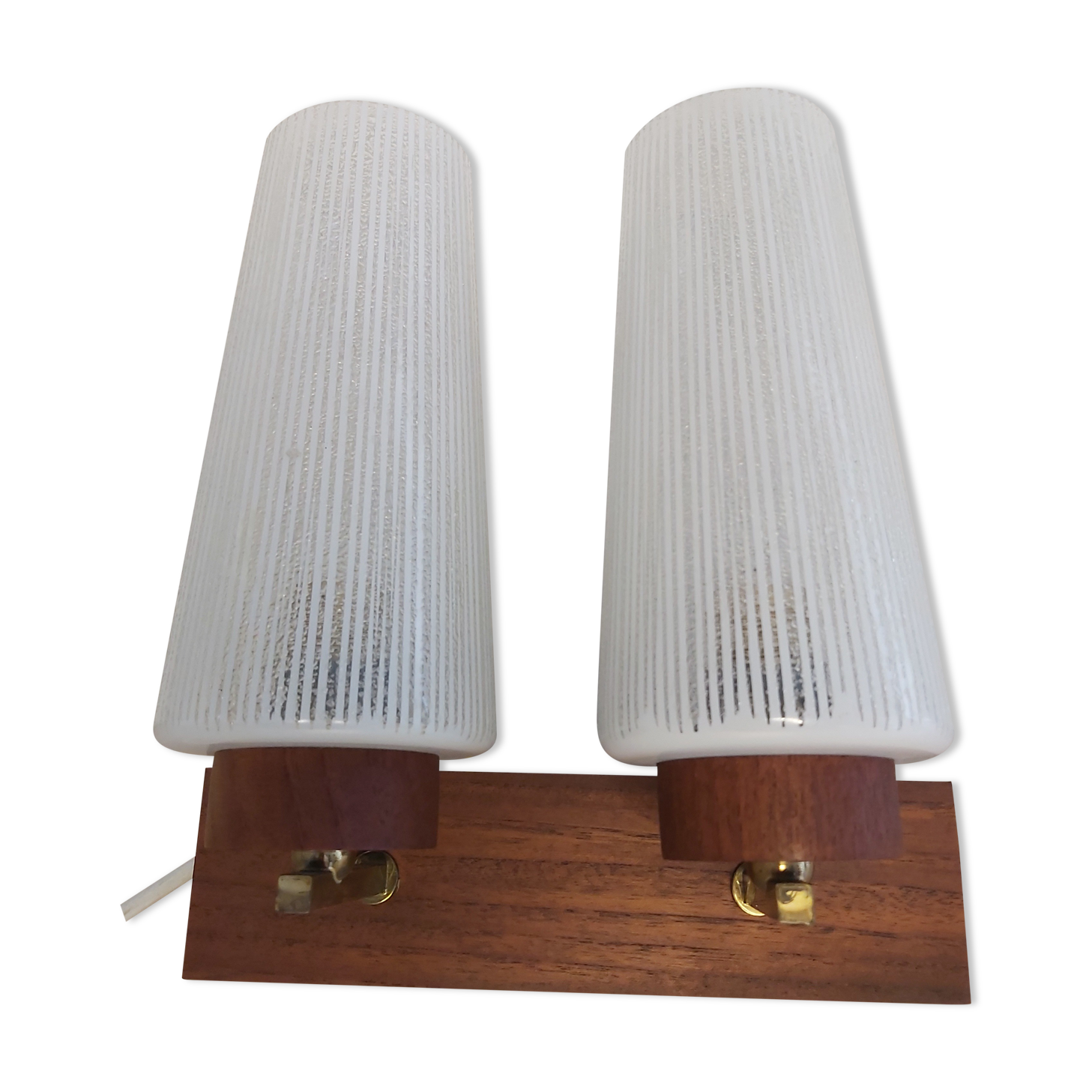 Wall lamp in teak wood and glass