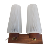 Wall lamp in teak wood and glass