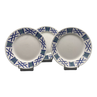 3 assiettes plates lunéville kg modèle "servange"