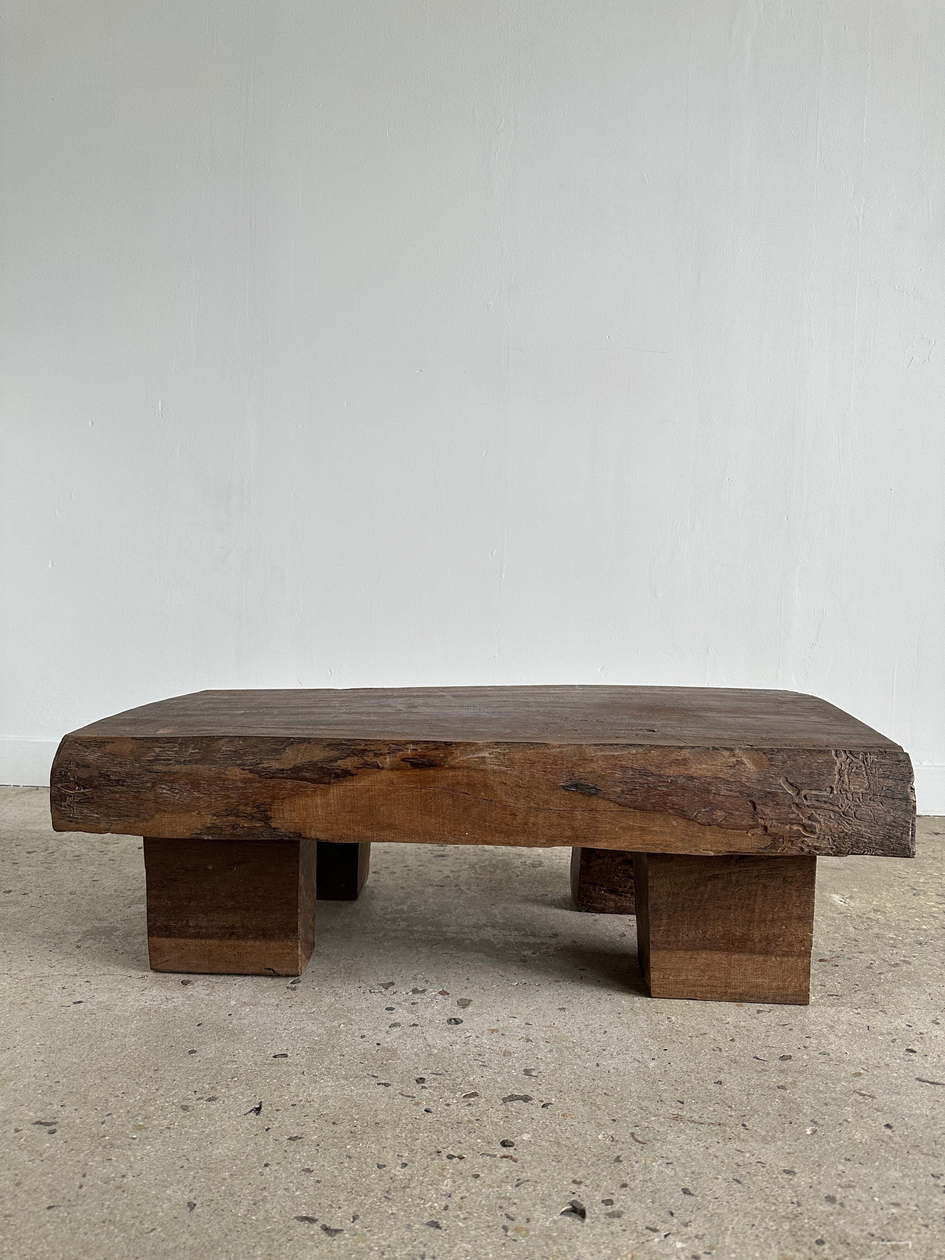 Asian solid wood quadripod brutalist coffee table H30 L81 l42