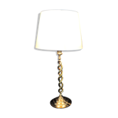 Lampe torsadée en métal doré années 70 abat-jour blanc
