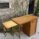 Vintage desk with curtain – wood – side shelf