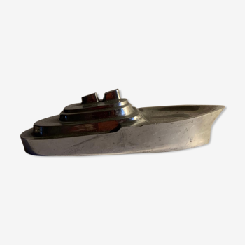 Ashtray, empty pocket aluminum boat 1950s