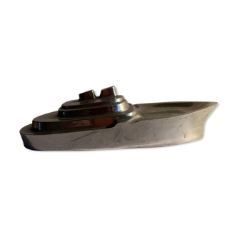 Ashtray, empty pocket aluminum boat 1950s