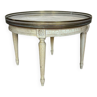 Louis xvi style gueridon wood and white marble top brass gallery