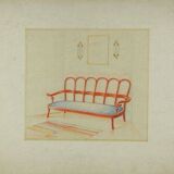 Ensemble de banc de salle à manger et de fauteuil, Vienne-Budapest, vers 1930.