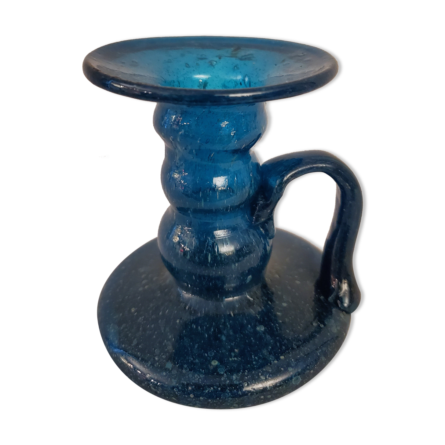 Bubbled blue glass chandelier