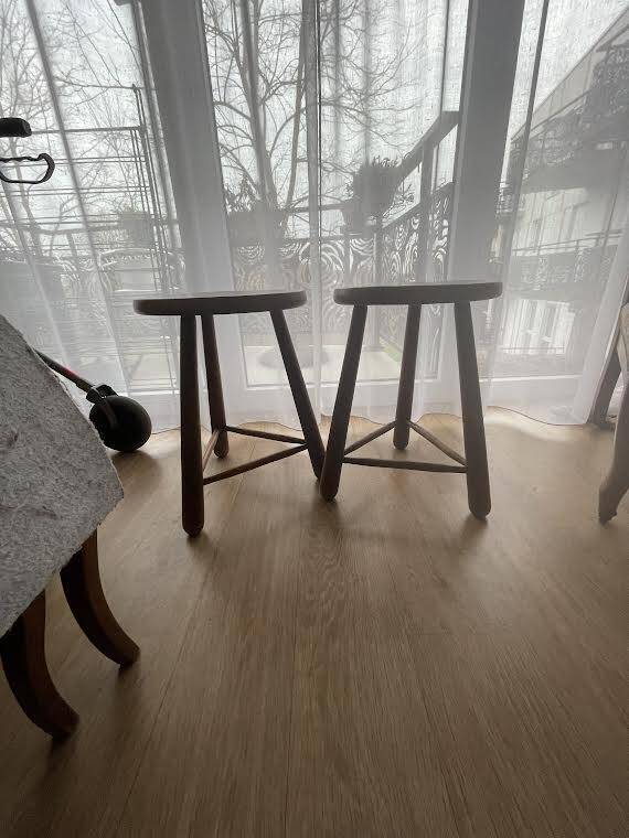 Solid oak tripod stools