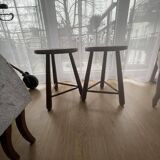 Solid oak tripod stools
