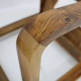 1930s Restored Art Deco Armchair in Solid Walnut, Czechoslovakia