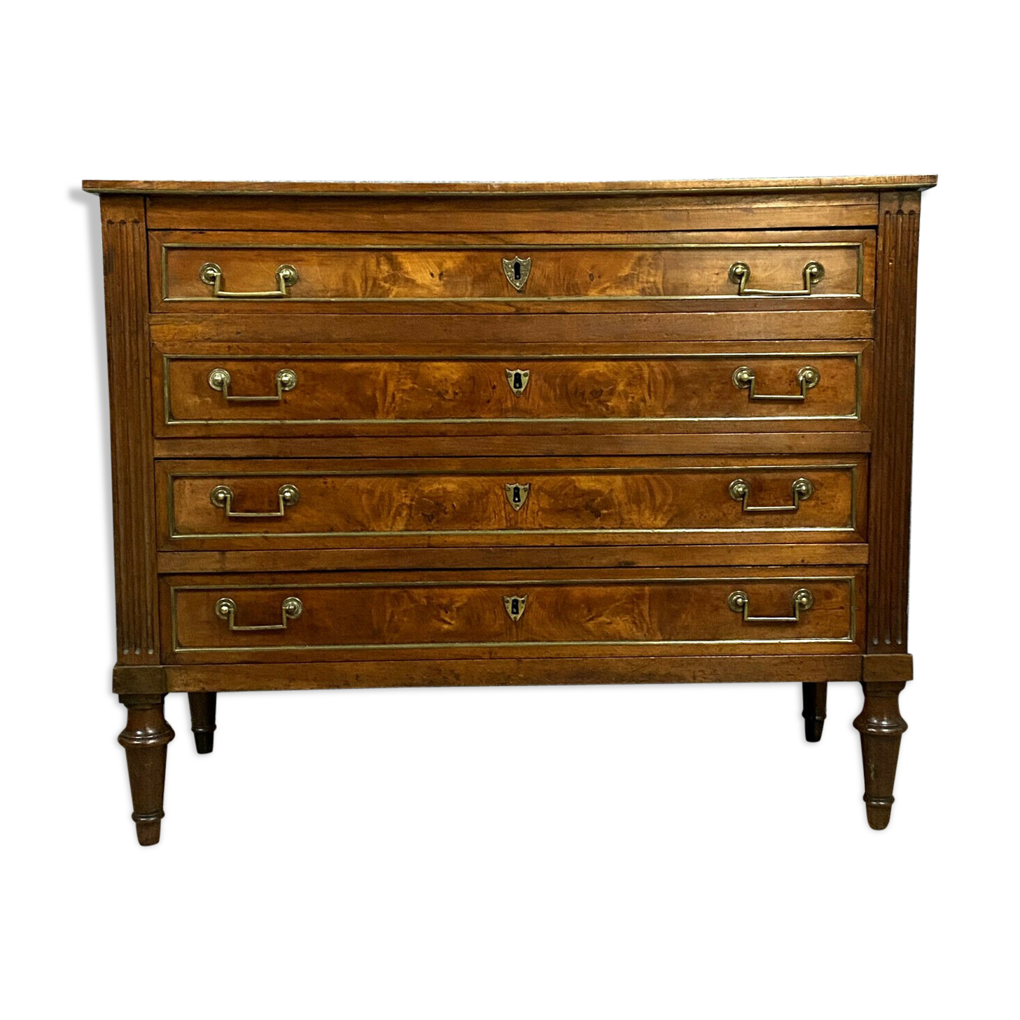 Louis XVI-era Parisian dresser in mahogany and gilded bronzes