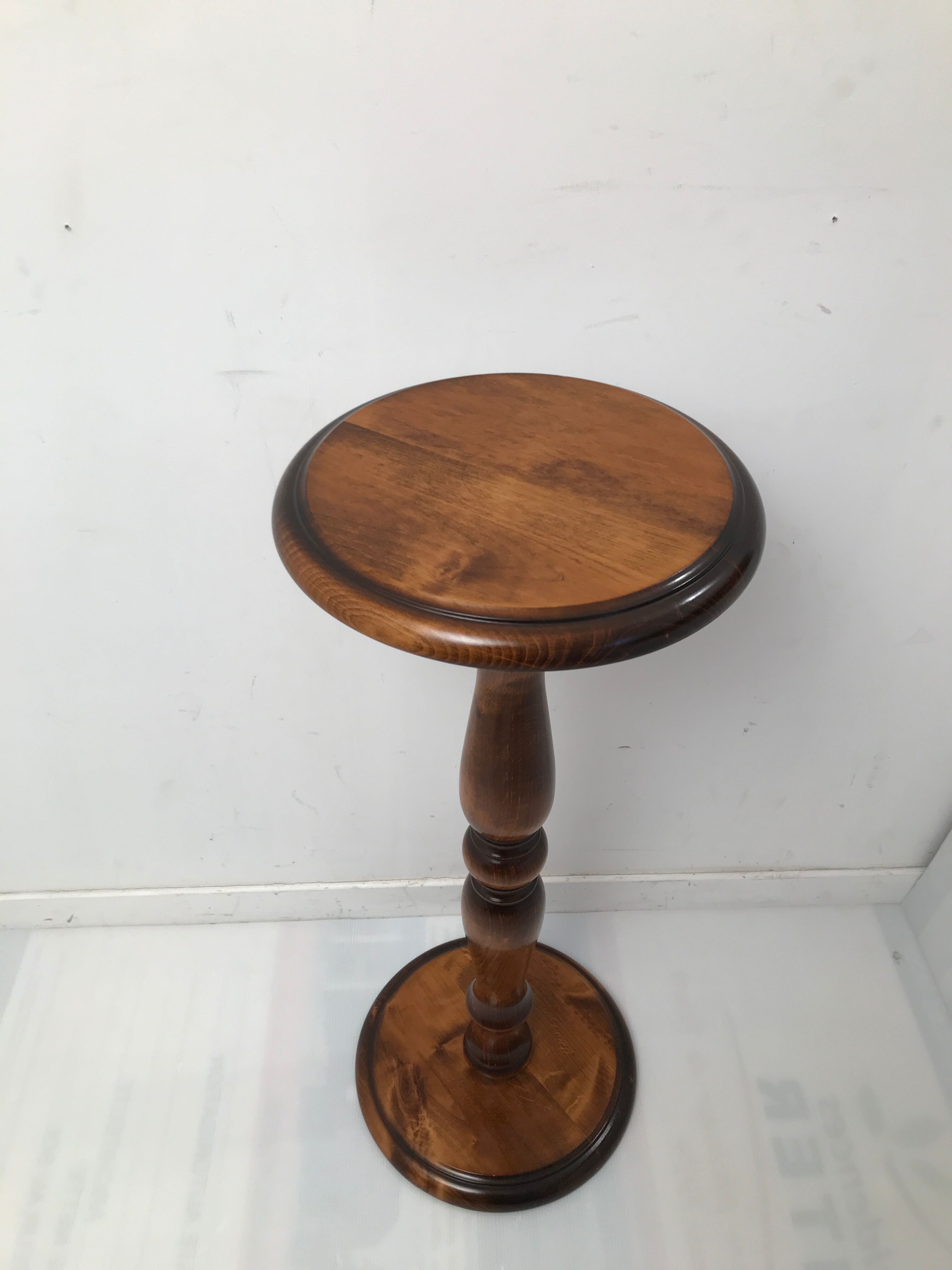 Column, wooden pedestal turned in vintage walnut