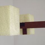 Vintage Retro Scandinavian Style 6 Light Teak Brass & Perspex Chandelier 4444