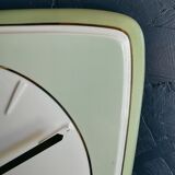 Vintage ceramic clock asymmetrical silent wall clock "Diehl golden green"